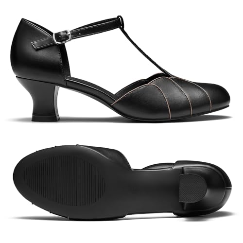 YESSA Character Shoes 2" Dance Shoes for Women T-Strap 1920s Flapper Shoes for Ballroom Latin Salsa Folklorico Flamenco Tango Swing Wedding3