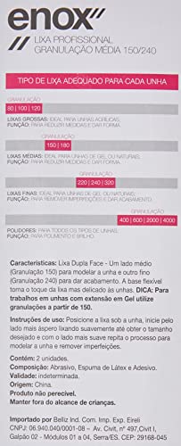 Enox Lixa Profissional Granulação Média 150/240 Banana com 2 Unids