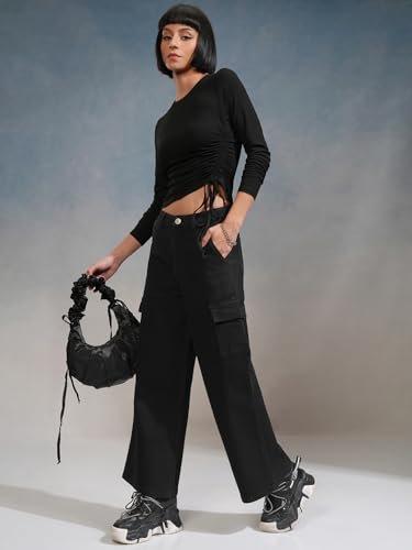 Image of Tokyo Talkies Women Cargo Jeans | Straight fit