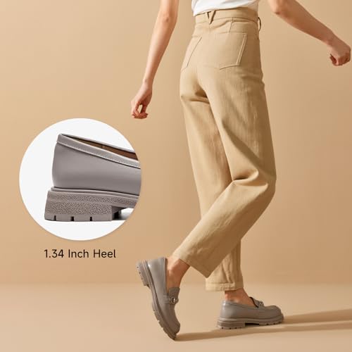 Image of BEAU TODAY Womens Platform Loafers, Leather Penny Loafer Shoes