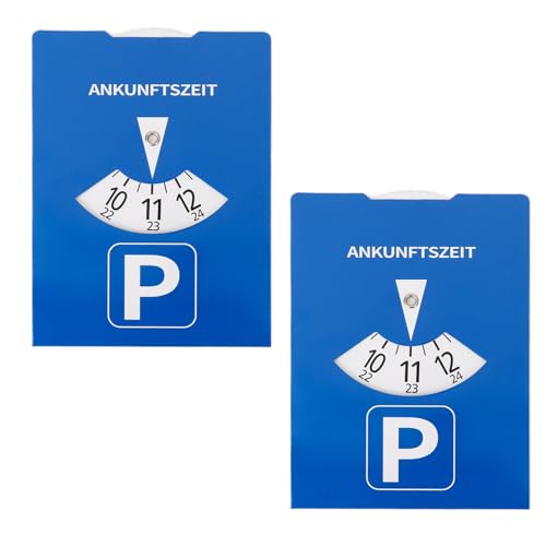 Haefan Lot de 2 Disques de Stationnement Bleu en PU Cuir, Disque Parking Zone Bleue Européenne Multilingue, Horodateur Voiture avec Heure Réglable,...