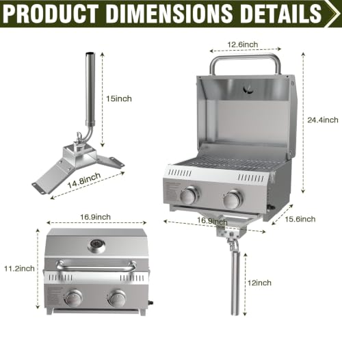 Image of Bestfire Marine 2-in-1 Boat Grill with Rod Mount & Removable Legs