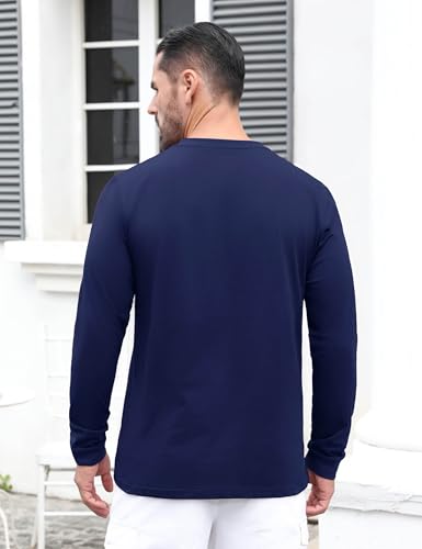 EKLENTSON Men's Henley T-Shirts Long Sleeve Cotton Casual Stylish Shirts Button Pullover Basic Tee Shirts with Pocket3