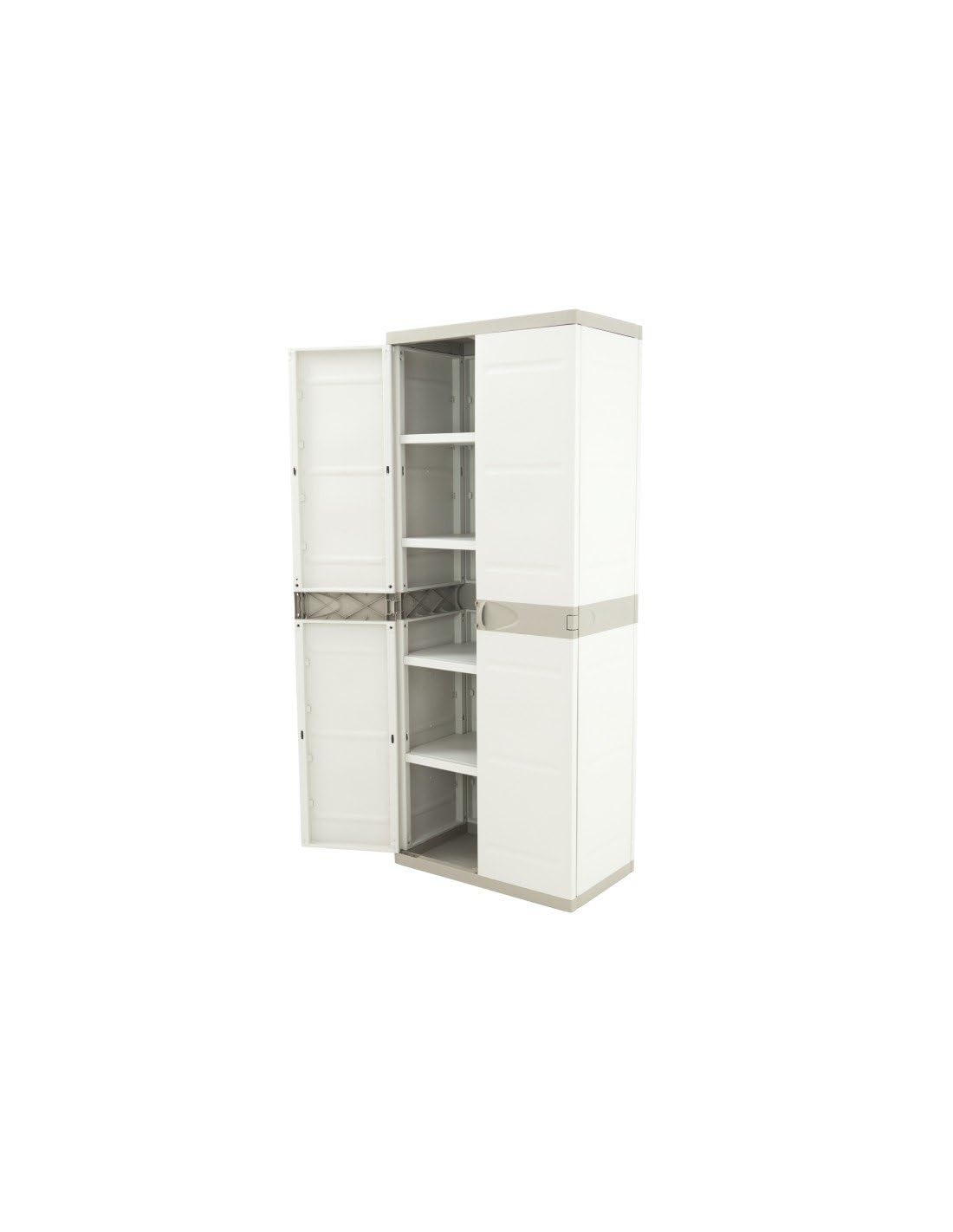 Jardin202 - Armario de 4 estantes de Resina | Titanium Beige | Almacenaje Exterior e Interior | 70x44x176 cm | (Beige)