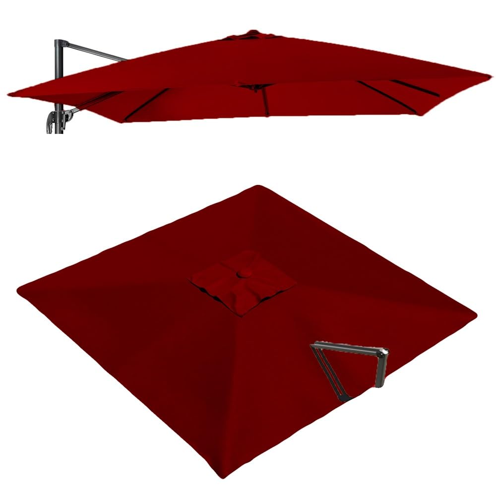 VLKLPZAHAK 8x8ft Square Cantilever Umbrella Replacement Canopy Patio Umbrella Top Cover Outdoor Market Umbrella Replacement Cloth(Burgundy,3x3m (9.8x9.8ft))