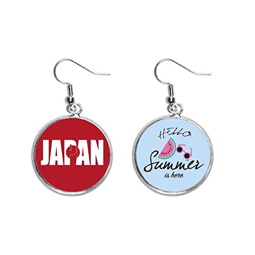 Pendientes de sandía con bandera de Japón y nombre personalizables para el lóbulo