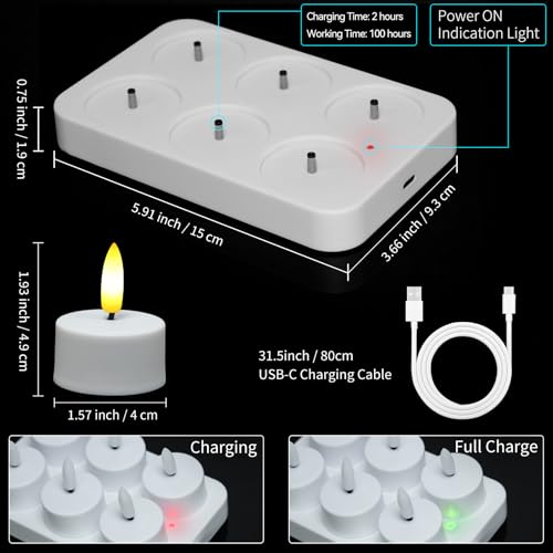 Bougies chauffe-plat rechargeables à LED scintillante x6 - 2