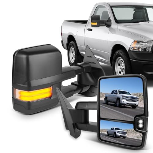 ECCPP Towing Mirrors for 1988-1998 for Chevy for GMC C/K 1500 2500 3500 Power Pair Side (2008-2013 for Chevy/GMC Black - Manual Telescoping) by ECCPP - Used condition - US$30.77