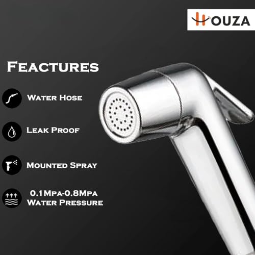 Image of HOUZA Irish ABS Health Faucet Without Hose Pipe and Wall Hook | Jet Spray for Toilet | Jet Spray Gun | Health Faucet Gun Only (Chrome Finish)