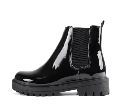 Image of Soda Pilot ~ Women Lug Sole Low Heel Chelsea Fashion Ankle Bootie w /Double Elastic Gore
