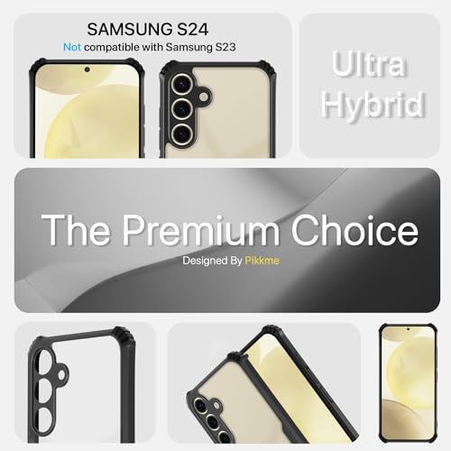 Image of Pikkme Samsung Galaxy S24 5G Back Cover | Crystal Clear Transparent Back | Ultra Hyrbid | Full Camera Protection | Raised Edge | Bumper Back Case (Black)