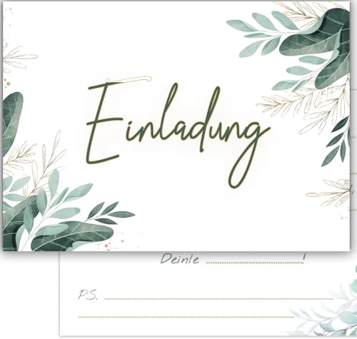 VOSVOLO 12 x Einladungkarten Hochzeit, Party, Geburtstag - Einladung Geburtstag - Partyeinladung in schönen Blätter Aquarell Design