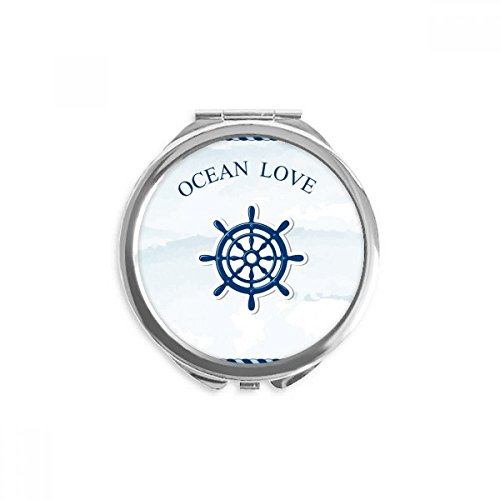 Miroir de poche rond gouvernail bleu marine portable pour retouche maquillage nomade