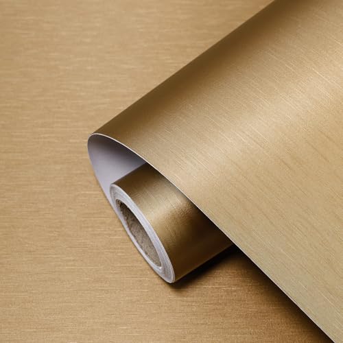 TAPETYLLER Stainless Steel Contact Paper 15.7x 118 Dark Gold Stainless Steel Contact Paper Peel and Stick Countertop Self Adhesive Thick Texture Vinyl Waterproof Wallpaper Fridge Kitchen Cabinets