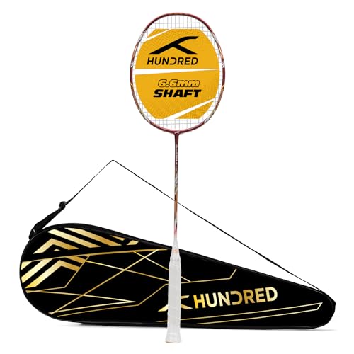 Image of Hundred Flutter S CTRL Carbon Fibre Strung Badminton Racket with Full Racket Cover for Intermediate Players