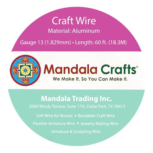 Image of Mandala Crafts 13 Gauge Neutral Anodized Aluminum Craft Wire, 240 FT | Colored, Flexible, Bendable, for Bonsai, Armature, Sculpting, Wire Wrapping, Jewelry Making, Weather & Tarnish Resistant