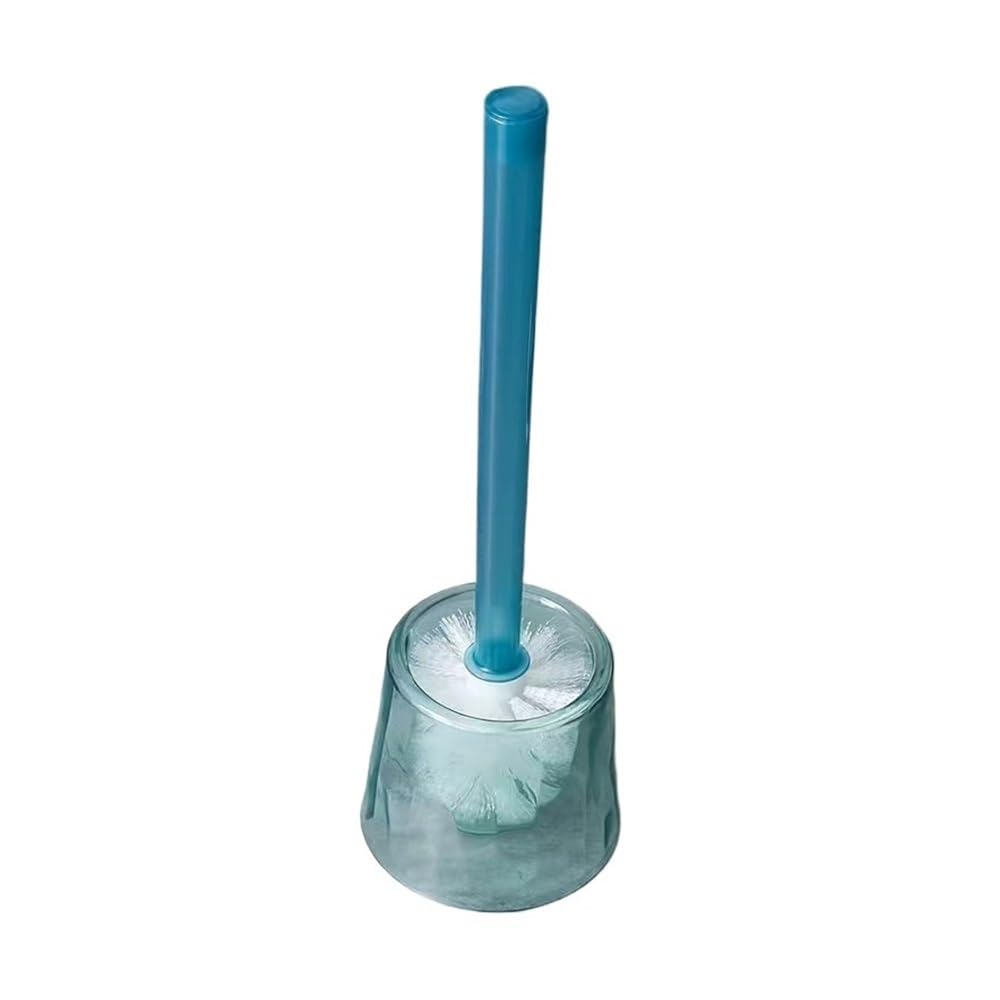 Zyyanshop Blue Toilet Brush Toilet Transparent Base Brush Set Plastic Cleaning(Blue)