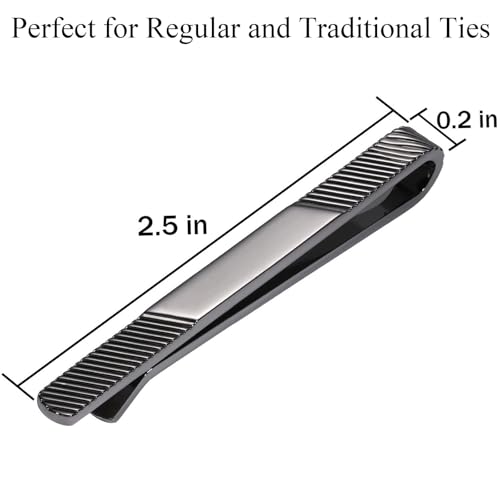 Tie Clip for Men Gun Black Gold Silver, Tie Bar and Tie Pin Clip for Regular Ties Traditional Ties, Unique Mens Tie Clip Tie Clasp Black Suitable for Wedding2