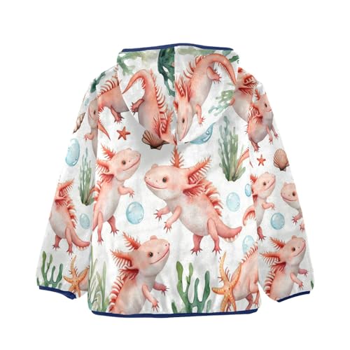 Axolotl Underwear Pattern Toddler Fleece Jacket Girl Boys Hooded Fleece Jacket Coat Warm Outwear Zip-up 3-10T2