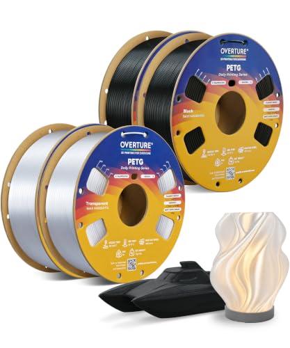OVERTURE 4KG Bundle Rapid PETG 3D Printer Filament 1.75mm, 2 Colors Set