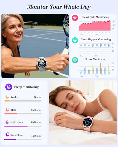 Image of Smart Watch for Women, Ladies & Men, 1.27'' Fitness Watch [41mm case] with Call Receive /Dial, Heart Rate /Stress /Sleep Monitor, AI Voice, IP68 Waterproof Smartwatch with Calculator, Calendar, Games