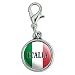Italia Italy Italian Flag Antiqued Bracelet Pendant Zipper Pull Charm with Lobster Clasp