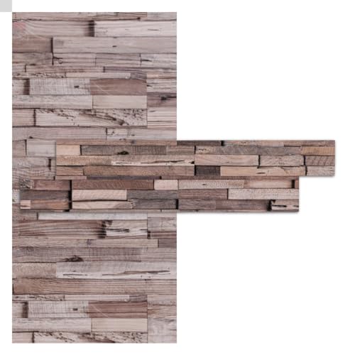 iWerk® Echtholz Wandpaneele selbstklebend | Premium Holzpaneele für Wand & Decke | Moderne Wandverkleidung für Wohnzimmer, Schlafzimmer & Kinderzimmer | Design „Yenga“ – 78 × 10 × 0,5 cm