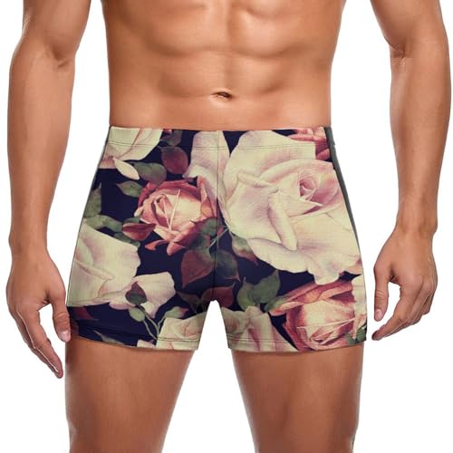 Slip de bain aquarelle roses pour homme style boxer