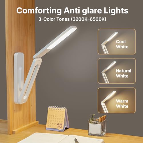 Image of pTron 6W EaseMate Study Lamp L2, 6Hrs Runtime max., Seamless Dimming, 3 Colour Modes, Adjustable Brightness Levels, Table Lamp for Study, 2-Fold Elbow Design, Wall Mountable, Type C Charging