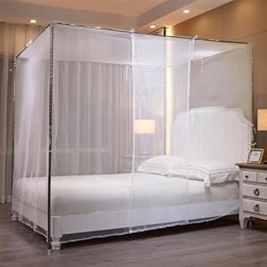 White Mosquito Net Tent for Bed，One Side Opening Canopy Netting Curtain Net for Bedroom Decoration for Twin Size（Without Bed Frame）