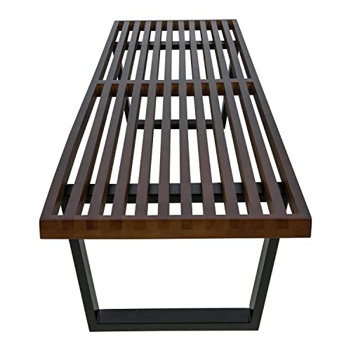 Leisuremod Mid-Century Inwood Platform Bench In Dark Walnut- 6 Feet #TOP2