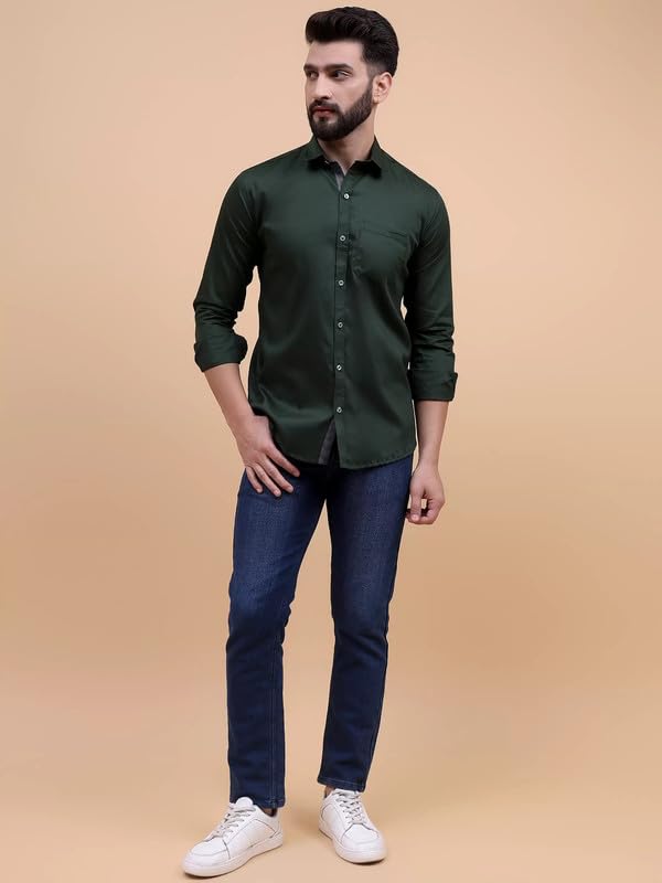 Image of Tee Projekt Solid Shirt for Men's,Solid Shirt for Men's, Casual Shirt for Men,Full Sleeve Spread Collar Shirt for Men, Shirt for Men||(Pack of-2)||
