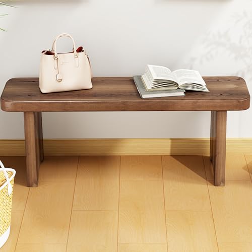 Banco rústico de madera maciza de 61 cm para entrada y comedor con acabado natural 7