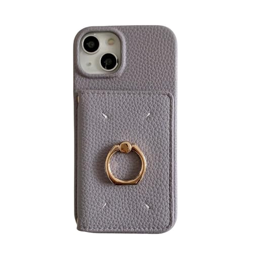Étui de téléphone en cuir pour iPhone 14 et 15 Pro, coque pratique avec anneau support