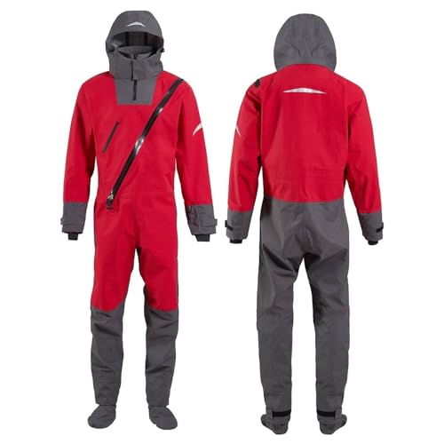 Trajes secos for hombres en kayak de agua fría, traje seco de kayak de tela impermeable de 4 capas con capucha, remo exigente en aguas bravas, acolchado en el océano, esnórquel en río, buceo de neopre