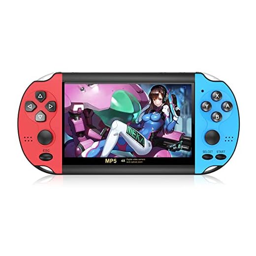 HLF 4.3 Pouces Double Console de Jeu vidéo Couleur Joystick 3000 Jeux intégrés supportent Arcade et Autres 10 simulateurs vidéo Musique AV Out Batterie au Lithium Rechargeable (Bleu-Rouge)