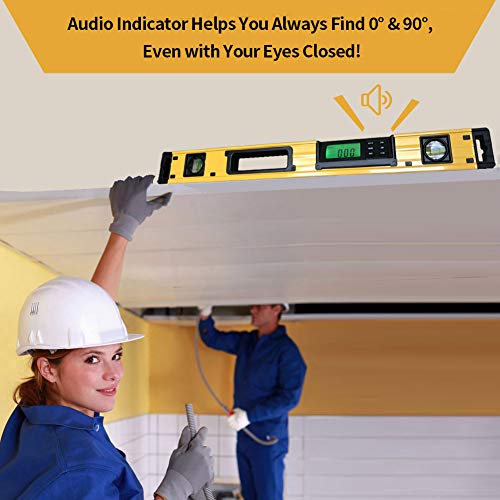 24-Inch Digital Torpedo Level and Protractor | Neodymium Magnets | Bright LCD Display | IP54 Dust/Water Resistant smart level with Carrying Bag