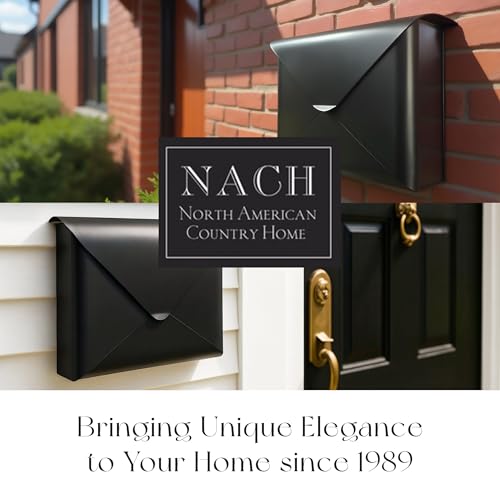 Image of NACH Sleek Envelope Waterproof Wall Mount Mailbox, Large for Outside, Extra Large Capacity, Black, 12.5x4x10 Inches, MB-6950