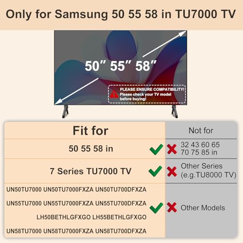 TV Stand for Samsung TV Legs Replacement, for UN50TU7000FXZA UN50TU700DFXZA UN55TU7000FXZA UN55TU700DFXZA UN58TU7000FXZA UN58TU700DFXZA UN50TU8000FXZA LH55BETHLGFXGO, Only for Models We Listed, Black