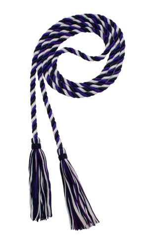 Image of Graduation Honor Cord - Navy /Purple /White - Every School Color Available - Made in USA