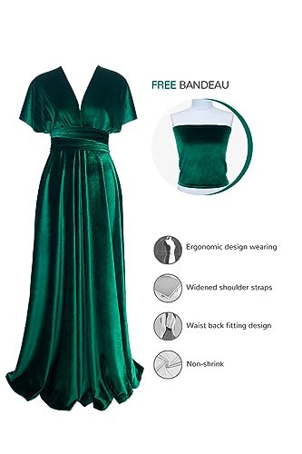 Image of Velvet Infinity Dress with Bandeau, Convertible Bridesmaid Dresses, Multiway Wrap Maxi Long Formal Wedding Guest Dress