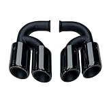 Black Rear Tail Exhaust Pipes Tips Muffler Short Version For Porsche Cayenne 3.0T Base 2011-2014 (GTS Style)