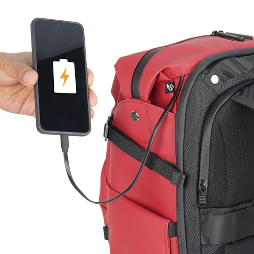 Image of VANGUARD VEO Lite B20L Camera & Everyday Backpack (Red) - Fits Full-Frame Camera with 70-200mm Attached + 3 Lenses, 14 inch Laptop Storage, Rear & Side Access, Convertible Daypack Design