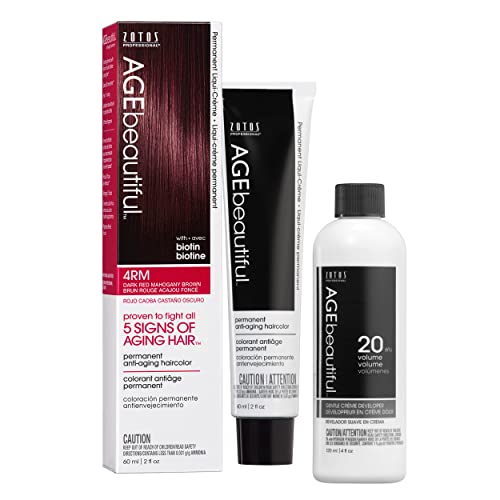 Image of AGE beautiful Permanent Hair Color Cream, 100% Gray Coverage Hair Dye with Biotin Anti-Aging Formula for Fuller, Thicker Hair, Professional Salon Quality