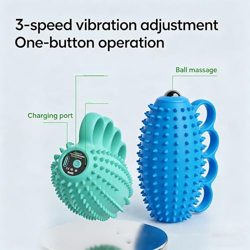 Image of Electric Hand Grip Strengthener Finger Exercise Ball, 3 Modes Vibration Therapy Ball with Magnetic Roller, Rechargeable Silicone Hand Squeeze Ball for Stroke Recovery, Arthritis, Carpal Tunnel & Stress Relief (1100mAh, 10Min Auto-Off)