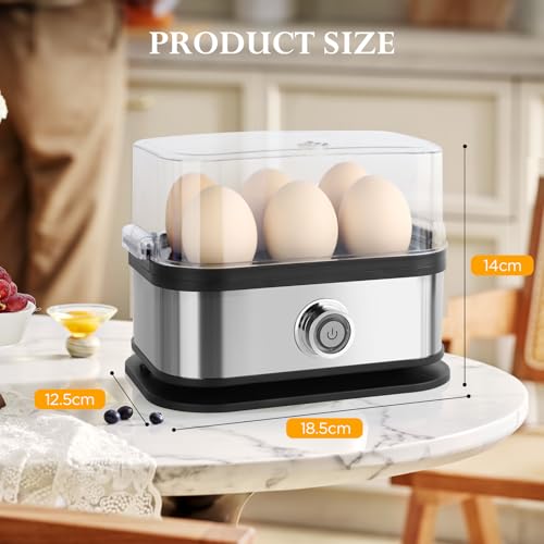 VINATO Eierkocher, bis zu 6 Eier (weich, mittel, hart, pochiert), Familiengröße Egg Cooker, Leicht zu reinigen Egg Boiler – Bild 3
