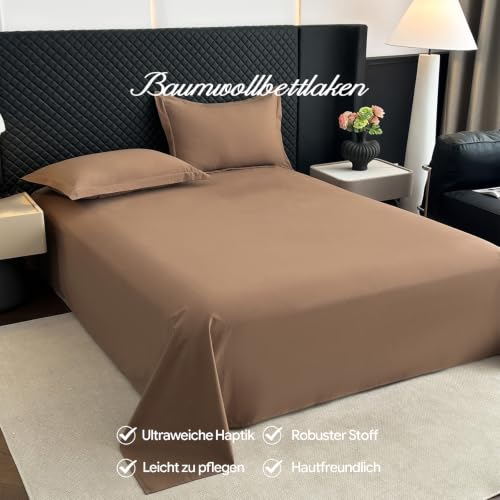 Drap de lit 245x250cm orange en pur coton uni de qualité supérieure pour lit king size