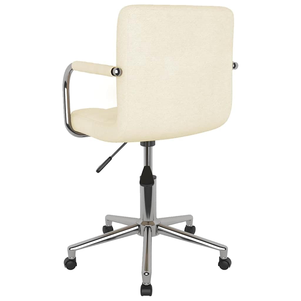 Bürostuhl, drehbar, aus Stoff, cremefarben, mit Höhenverstellung und Rollen
