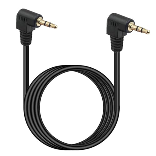 HTGuoji Short 3.5mm Right Angle Cable, Gold Plated 90 Degree 3.5 Male to Male Audio Stereo Jack Plug Car Aux 3-Pole TRS (1 meter)