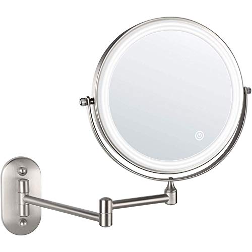 Miroir de maquillage mural LED 1X/10X pivotant à 360° avec arrêt automatique